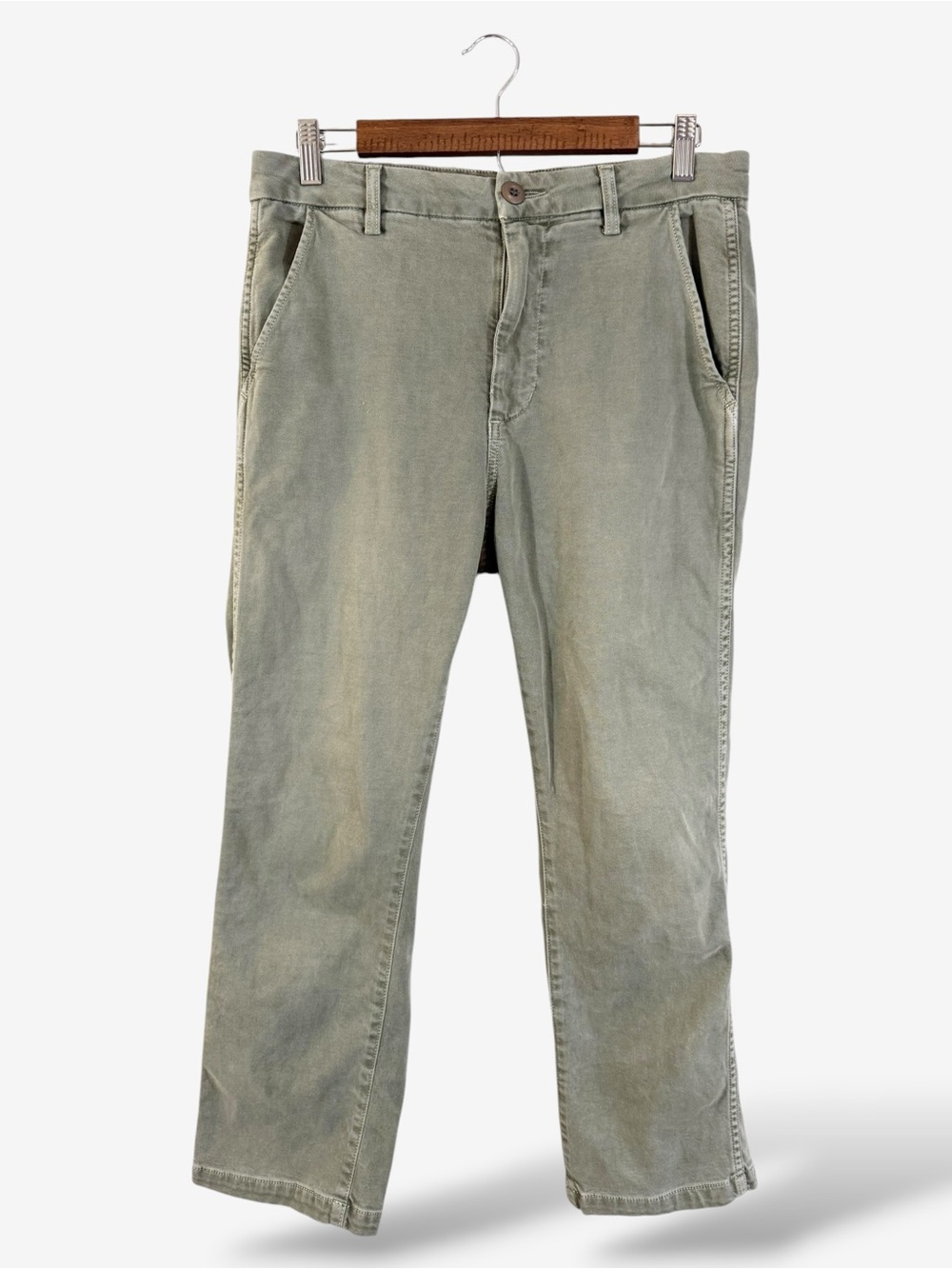 AMO Easy Trouser Pants Surplus Green Size 27 Crop Chino Casual Preppy Cotton